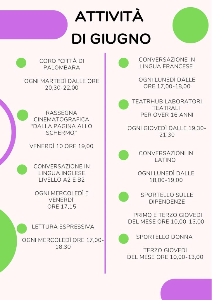 Programma attività di Giugno